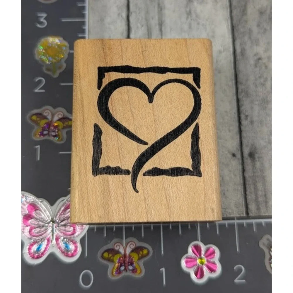 DeNami Design Heart Love Framed Rubber Stamp Wood #M93